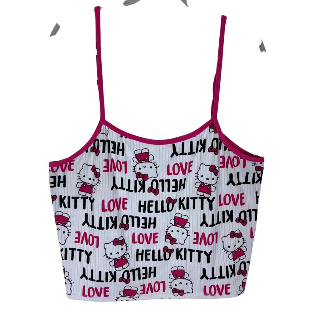 Hello Kitty By Sanrio Sleepwear Top Women XL White Pink All Over Print Spaghetti